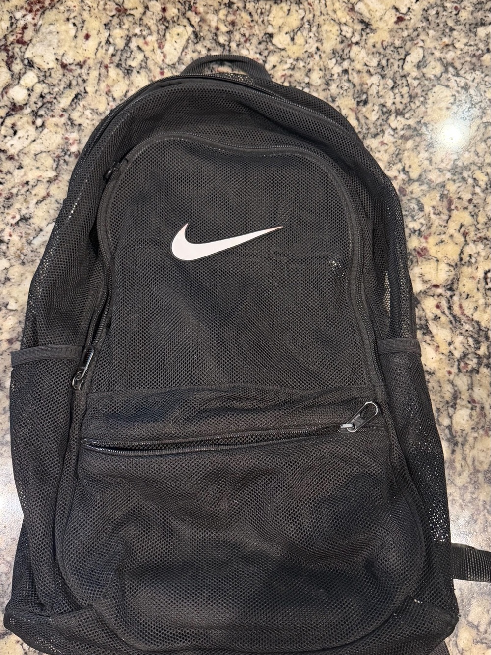 Nike Black Mesh Backpack with White Swoosh